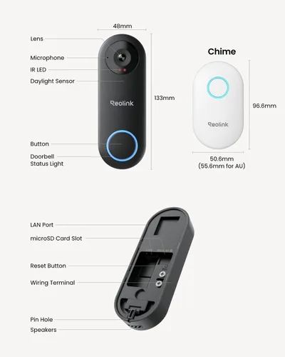 Vista 12 de REOLINK Timbre de video con cámara WiFi, con cable 2K al aire libre, WiFi 5G y 2.4G, ángulo de visión amplio 4:3, detección inteligente