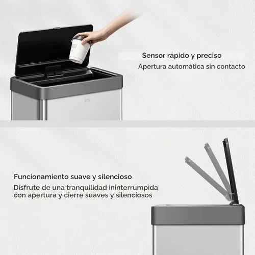 Vista 4 de EKO Mirage X - Bote de basura con sensor de movimiento de 21.1 galones, automático, grande, para cocina, sin contacto, de acero inoxidable