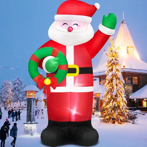 Vista 8 de Danxilu Inflables de Navidad de 8 pies de largo, decoración al aire libre, decoración de Navidad, el nacimiento de Jesús, luces LED integradas