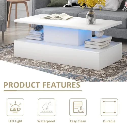 Vista 22 de Mesa auxiliar elevable, mesa auxiliar multifuncional con estantes abiertos, mesa de comedor moderna para sala de estar, oficina en casa (negro #004)