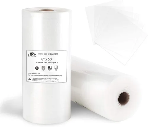 Wevac - Rollos de bolsas sellables al vacío para preservar alimentos, Weston. Tipo comercial, sin BPA, resistentes, ideales para almacenamiento al