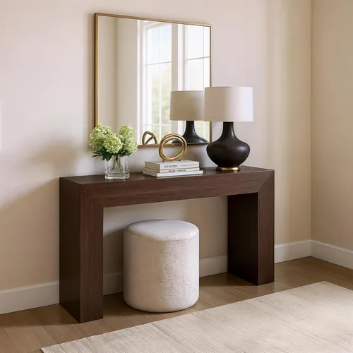 Vista 10 de Plank+Beam - Mesa de consola Camden de 66 pulgadas - Madera de pino macizo, fácil de montar para sala de estar o entrada, estilo rústico Char