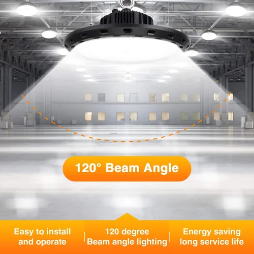 Vista 2 de CHMLT Luz LED UFO de alta bahía de 150 W, 22500 LM (150 LMW) 5000 K, cable UL de 6 pies con enchufe de EE. UU. (Equiv. a 600 W MHHPS), luz LED
