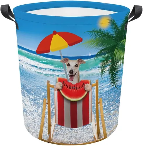 Vista 5 de Cesta plegable con estampado de perro, lindo Cavalier King Charles Spaniel Sandía con asa, caja de juguetes, bolsa de almacenamiento