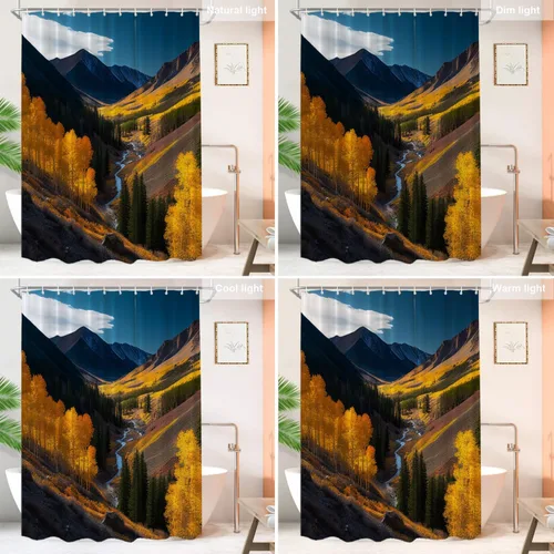 Vista 27 de Shrahala Father and Child Embracing No Hooks Shower Curtain with Snap in Liner Set, Tender Moment Captured Bathroom Décor Polyester Fiber Waterproof