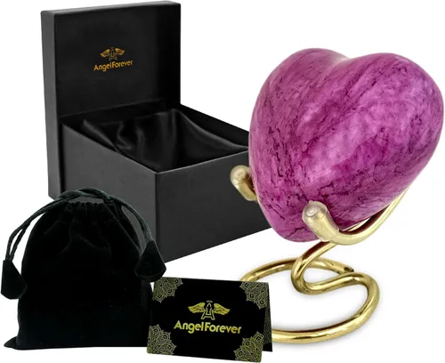 Vista 12 de Urna de corazón con soporte y caja, urna de recuerdo para cenizas humanas, mini urna de cremación para hombres y mujeres (rosa bebé)