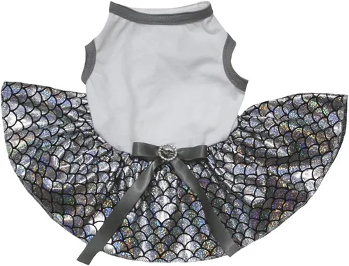 Vista 2 de Petitebella Vestido para perro cachorro con tutú de sirena brillante (negro/dorado, talla S)