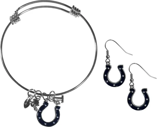 Vista 21 de Siskiyou Sports NFL womens Dangle Earrings and Charm Bangle Bracelet Set