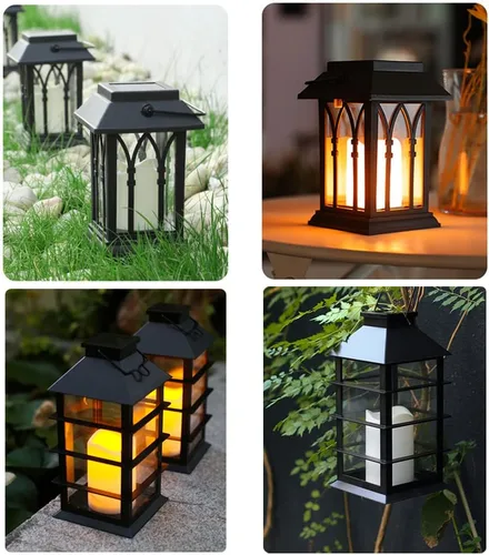 Vista 6 de Luces solares impermeables para exteriores, farol de vela de simulación vintage, faroles al aire libre para patio, impermeables (juego de 2)