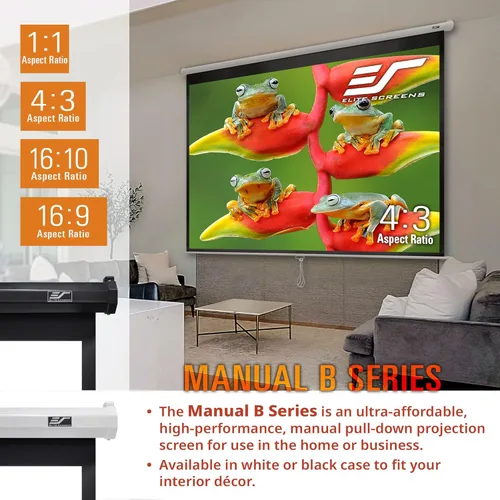 Vista 8 de Pantalla retráctil para proyector, de la marca Elite Screens, 120 pulgadas, diagonal 4:3 Blanco