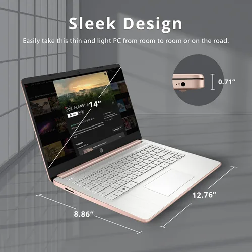 Vista 8 de HP Premium Stream - Laptop BrightView HD de 14 pulgadas, Intel Celeron N4120, 8 GB de RAM, 64 GB eMMC, gráficos Intel UHD, cámara web HD, 1 año