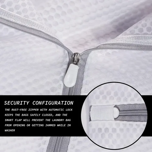 Vista 3 de SUERIV 3 Piezas Bolsas de Lavandería Duraderas de Malla de Panal para Ropa Delicada, Tela de Red de 3.69 oz/yd², Duradera y Reutilizable, Bolsa