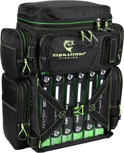 Vista 13 de Mochila para aparejos de pesca Evolution Drift Series, mochila de camping con 6 bandejas para aparejos de pesca, resistente