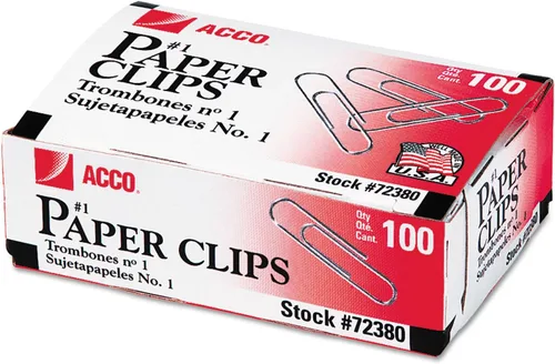 ACCO Clips de papel premium, tamaño #1, 100/caja, 10 cajas/paquete