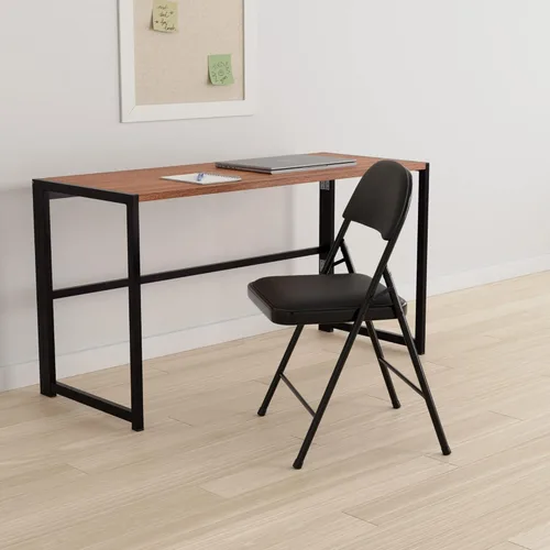 Vista 2 de Amazon Basics Cómodas sillas plegables de acero metálico acolchadas con vinilo, color negro, paquete de 4
