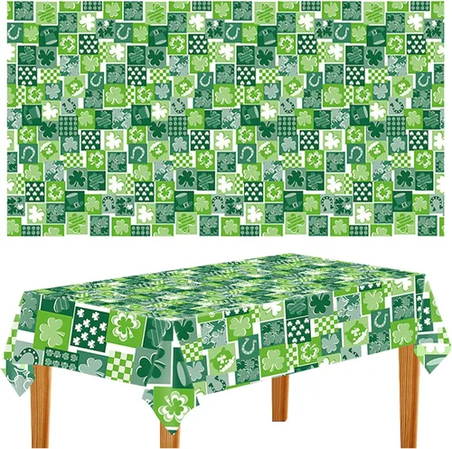 St patricks Day Decorations,2Pcs 54”x108” Shamrock Tablecloth Waterproof Irish Green Saint Patricks Table Cloth St patrick's Day Party decorations