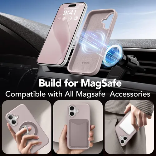 Vista 1577 de GONEZ Funda magnética para iPhone 14, compatible con Magsafe, con protector de pantalla + protector de cámara, forro de microfibra antiarañazos