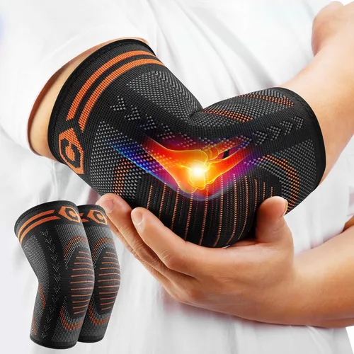 Vista 12 de CAMBIVO Paquete de 2 coderas de tenis para tendinitis y codo de tenis, codo de golfista, mangas de compresión de brazo para mujeres y hombres, manga