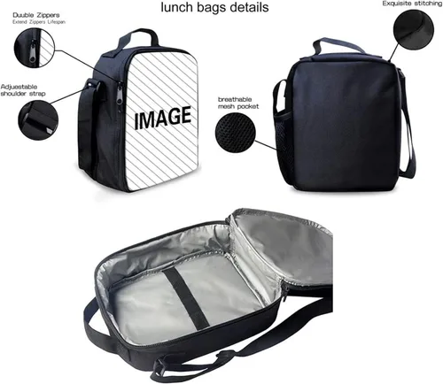 Vista 3 de Xpyiqun Juego de mochila escolar para niÃ±os con caja de almuerzo, OcÃ©ano delfÃ­n, talla Ãºnica