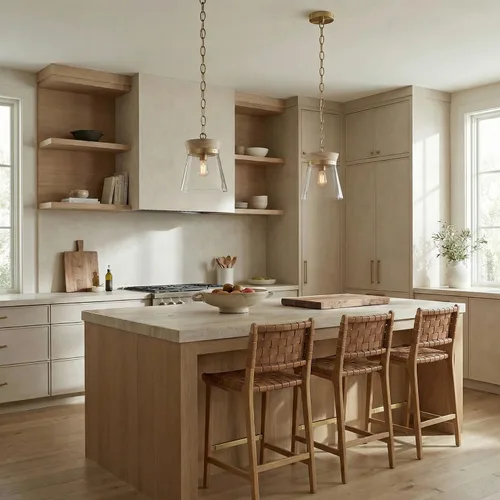 Vista 6 de Capital Lighting 347311WS Finn - Lámpara colgante de techo moderna bohemia artesanal de madera de mango con cono de vidrio transparente, 1 luz