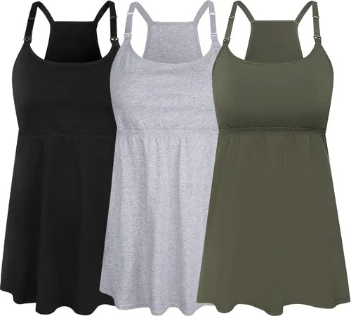 SUIEK Camiseta sin mangas de lactancia para mujer, camiseta de maternidad con sujetador de estante de algodón, ropa de lactancia materna
