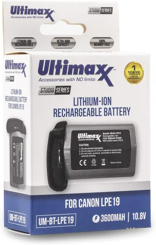Vista 4 de Ultimaxx Batería recargable de iones de litio de repuesto para Canon LP-E19, compatible con Canon EOS R3, EOS-1D Mark III, EOS-1D Mark IV, EOS-1Ds
