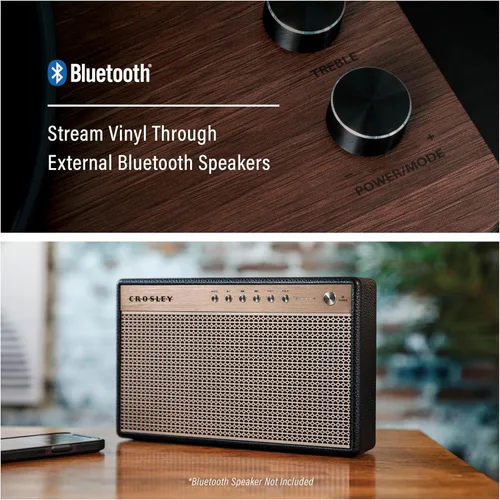 Vista 7 de Crosley CR7501A-CL Nocturne - Tocadiscos Bluetooth de 2 velocidades con altavoces estéreo a juego, color carbón