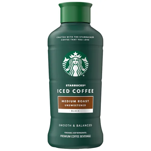 Starbucks Café Negro Tostado Medio Helado, Sin Endulzar, Botella de 48 Onzas Líquidas