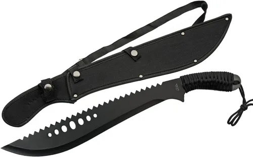 Szco Supplies - Machete de sierra curvo de espiga completa de 21 pulgadas con mango envuelto en cable, hoja de acero inoxidable 420 y funda de