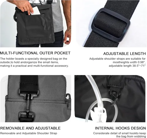 Vista 4 de Soporte para bolsa de drenaje urinario con hebilla de fijación interna correa ajustable para el hombro