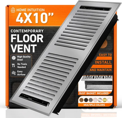 Vista 32 de Cubiertas de ventilación de piso 2X10 Registro de piso con trampa de malla, calor y aire, ventilación de piso de metal transitable para conducto