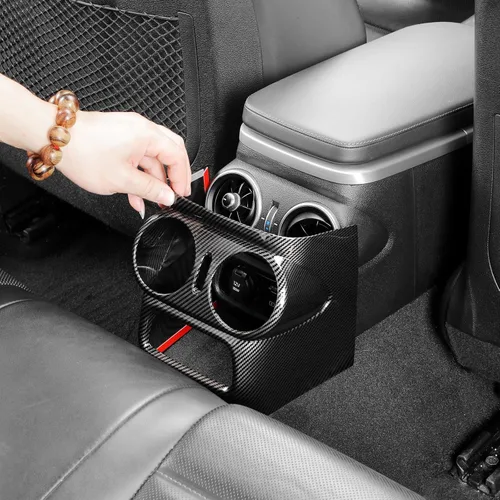 Vista 5 de YOUTOOCAR Cubierta de ventilación trasera de CA con patrón de fibra de carbono compatible con accesorios Kia Stinger 2018-2023