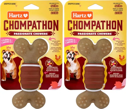 Vista 12 de Hartz Chompathon Diamondbite - Juguete masticable para perros masticadores agresivos, doble capa con sabor a pollo y mantequilla de maní