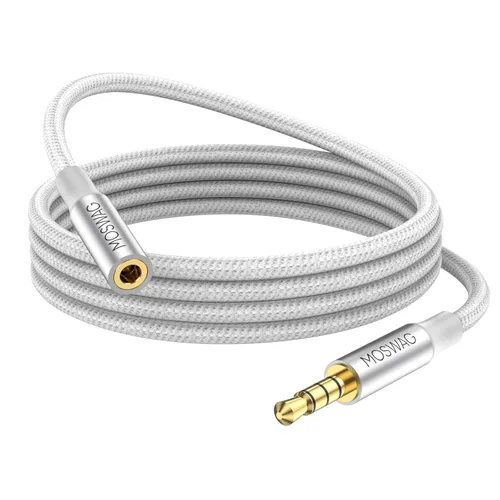 Vista 9 de MOSWAG Cable de extensión de 3.28 pies/1 metro de 3.5mm macho a hembra, cable de audio estéreo de nailon trenzado compatible con estéreos