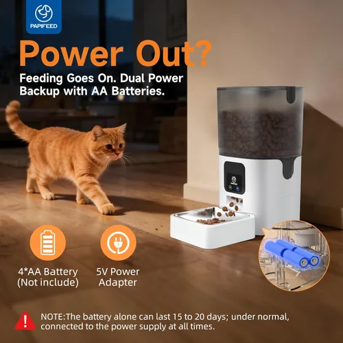 Vista 5 de PAPIFEED Comedero automático WiFi 5G: dispensador automático inteligente de comida para gatos con modo de alimentación lenta, desmontable para una