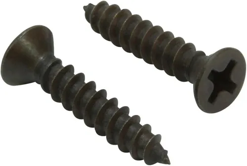 Bolt Dropper 6 tornillos de madera Phillips de cabeza plana de acero inoxidable recubierto de óxido negro, (25 piezas), 18-8 (304) tornillos de