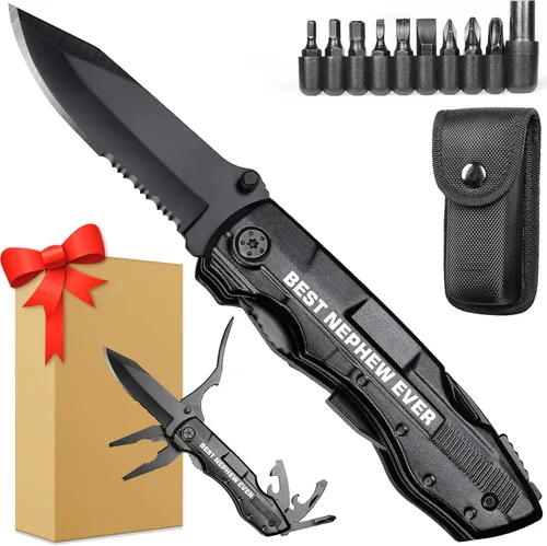 Vista 9 de Navaja multiherramienta, grabada con la frase “Best Brother Ever”, regalos de Navidad para el hermano, ideas de regalo de cumpleaños, gadgets
