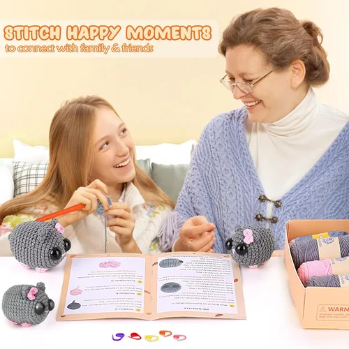 Vista 4 de Crochet Kit for Beginners, Beginner Crochet Kit for Adults with Step-by-Step Video Tutorials, DIY Crochet Animal Kits Kids Knitting Supplies