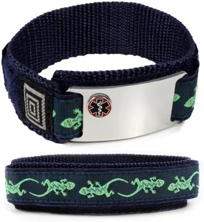 Vista 5 de ALLERGIC TO CODEINE Sport Medical ID Alert Bracelet with Lizard Adjustable Wristband (Hooks and Loops).