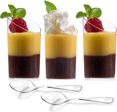 Vista 6 de Zappy taza de degustación/postre elegante, mini cilindro transparente 2.5 onzas, de plástico, Transparente