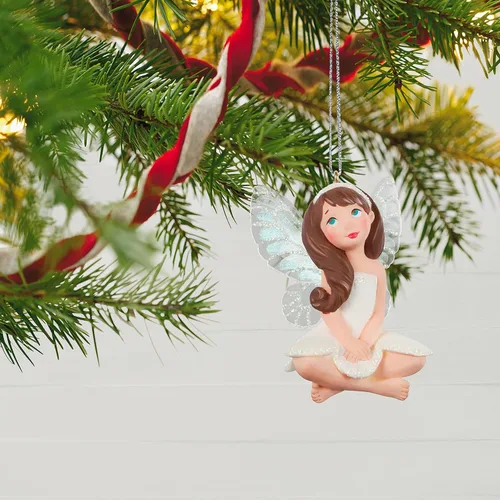 Vista 6 de Hallmark Keepsake Adorno de Navidad de plástico 2021, Fairy Messengers Freesia Fairy