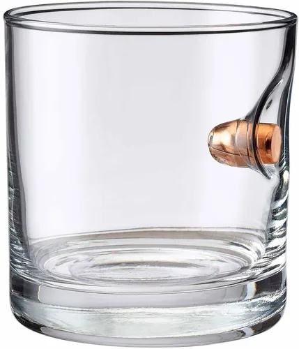 BenShot Rocks Glass con bala real 0.45ACP - 11oz | Fabricado en los Estados Unidos
