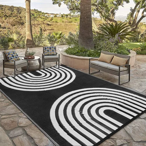 Vista 15 de Anidaroel Alfombra de área para exteriores para patio, 5 x 8 pies, impermeable, reversible, de plástico, alfombra de exterior, resistente a
