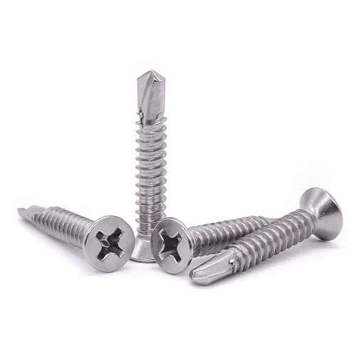 Tornillos autoperforantes Phillips planos #6 x 1 para metal, tornillos Tek de chapa de acero inoxidable 410, cabeza avellanada, autoadhesivos