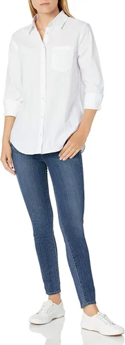 Vista 4 de Tienda Essentials - Camisa de popelina de manga 34 para mujer de ajuste clásico