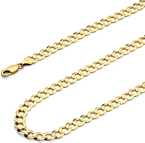 Vista 7 de Wellingsale Cadenas abiertas de eslabones cubanos de oro macizo de 14 quilates (opciones de selección)