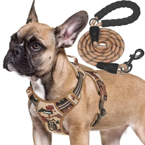 Vista 9 de Beebiepet Arnés táctico resistente para perros pequeños, arnés ajustable sin tirones para mascotas, arnés reflectante de servicio de entrenamiento