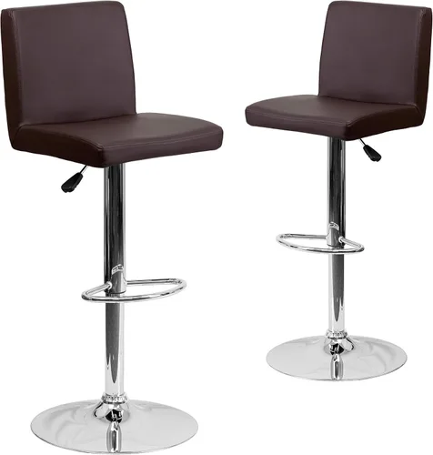 Vista 12 de Flash Furniture Taburete de bar contemporáneo de vinilo negro ajustable con panel trasero y base cromada (paquete de 1)