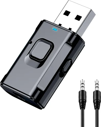 Adaptador Bluetooth USB para coche, receptor transmisor Bluetooth para TV, estéreo, auriculares, PC, TSNAM 0.138 in AUX adaptador de audio