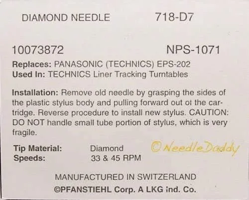 Vista 5 de Aguja giratoria STYLUS se adapta a Technics EPC-P53 EPCP53 P-22 P22 P-23 718 AMBER